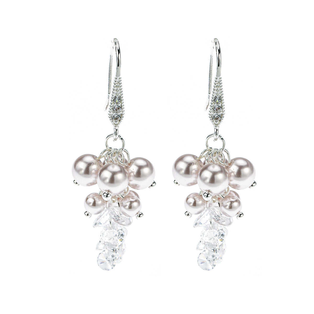 Needle Elegant Zircon Pearl Tassel Personality Fashion High Sense Gentle Rings