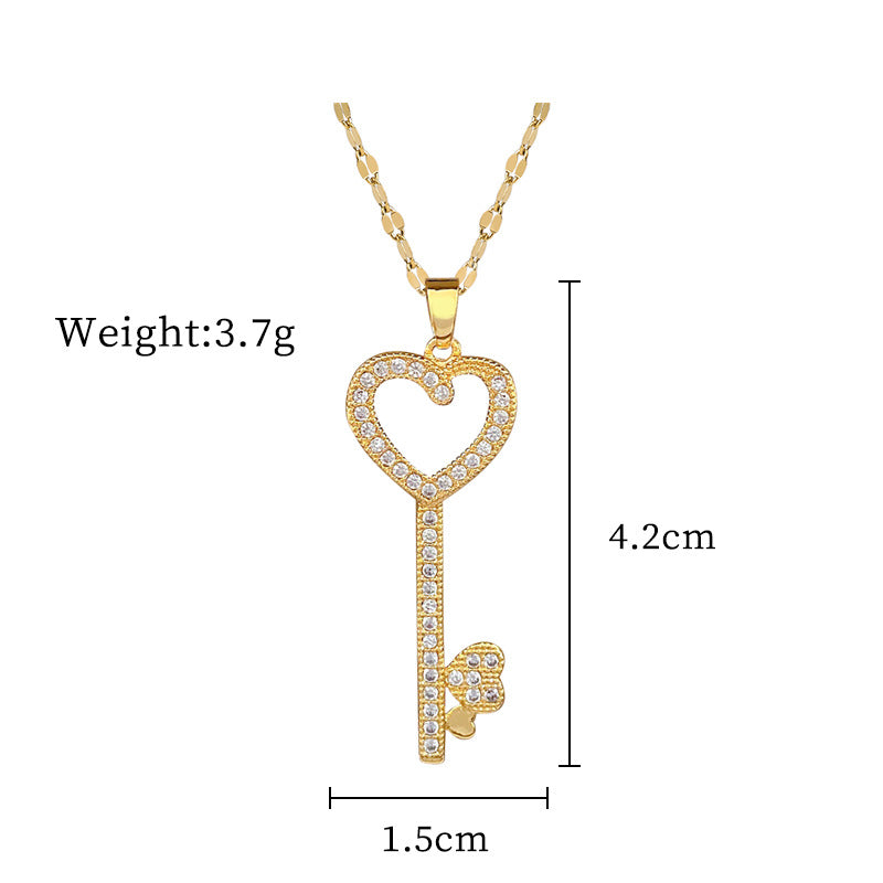 Steel Lucky Female Copper Micro Inlay Real Gold Plating Necklaces