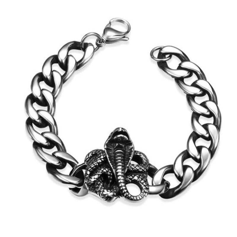 Men's Skull Punk Retro Street Hipster Glossy Release Buckle Bracelet