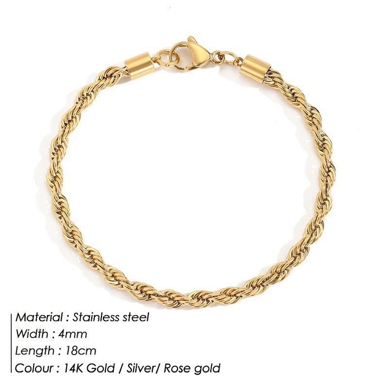 Women's American Simple Personalized Gold Twist Bracelets
