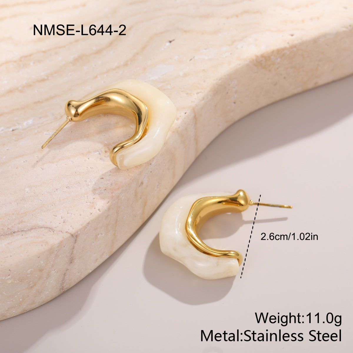 Stainless Steel Fresh Color Irregular Resin Female Niche Design Earrings