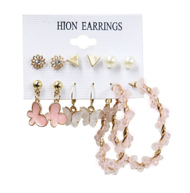 Creative Simple Acrylic Alloy Metal Pearl Stud Earrings
