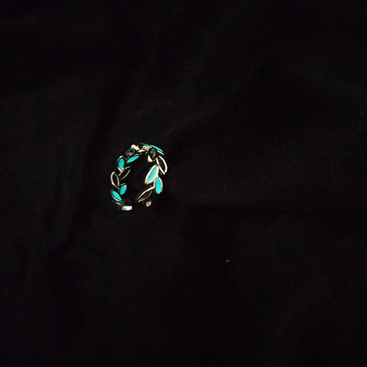 Women's & Men's Leaves Sier-plated Female Blade Luminous Hand Rings