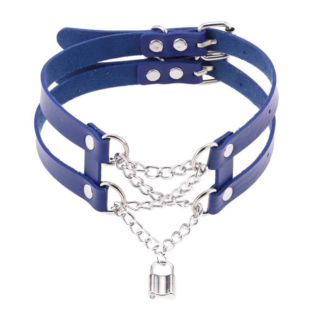 Temperament Double Row Line Chain Brain Teaser Neckband Sexy Lock Necklaces