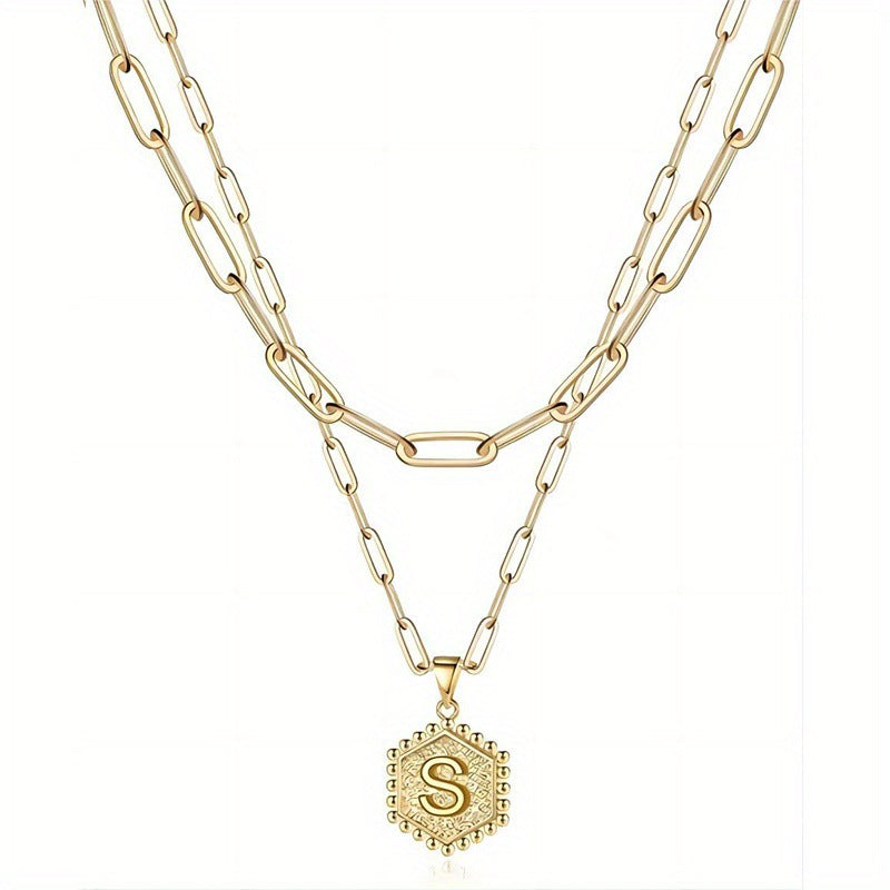 Gold Color Plated Letter Female English Necklace