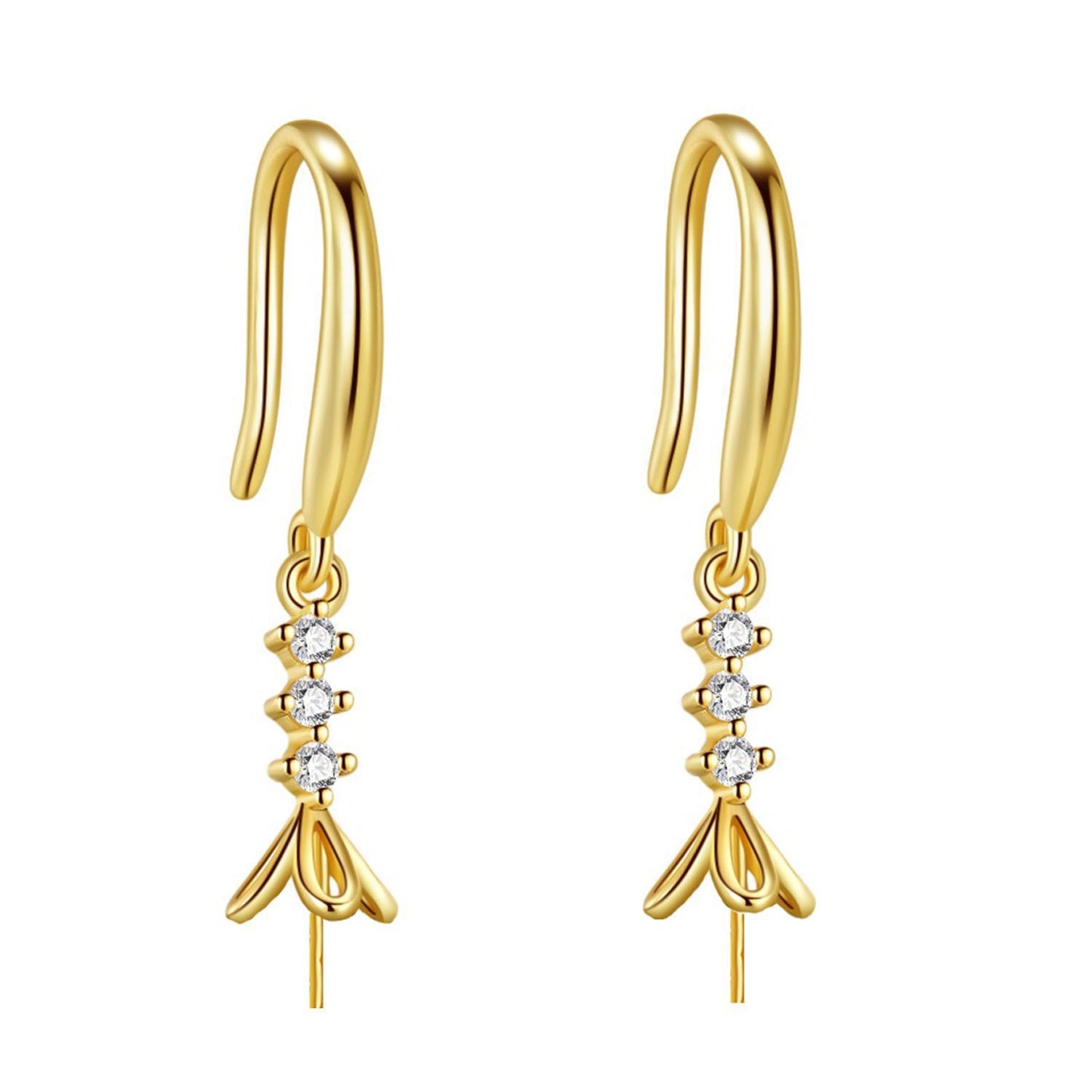 Women's Inlaid Zircon Support Ear Hook Copper Earrings
