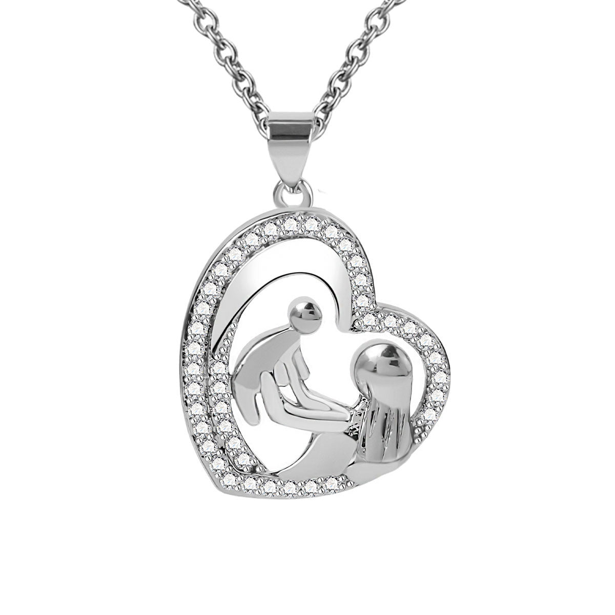 Warm Heart-shaped Mother Daughter Two-color Electroplated Clavicle Chain Necklace
