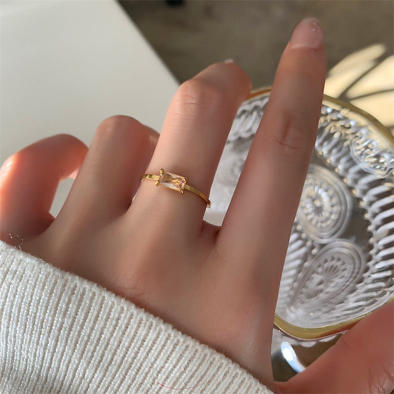 Four Colors Optional Gold-plated Color Square Rings