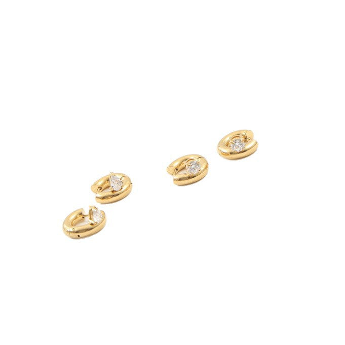 Thick Inlaid Zircon Titanium Steel Gold Stud Earrings