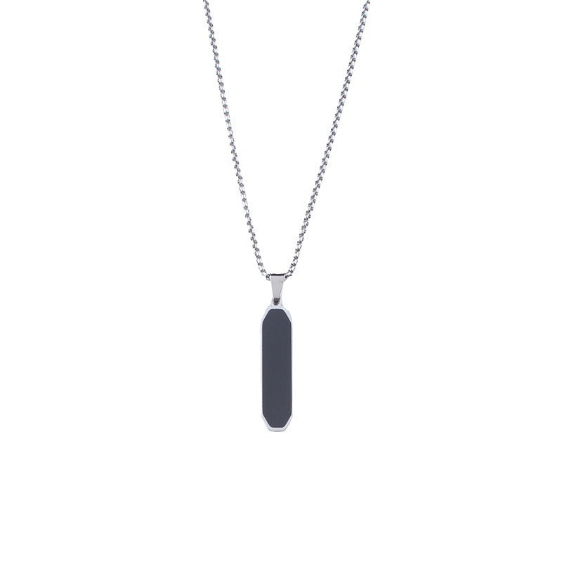 Men's Geometric Titanium Steel Black Drop Oil Strip Necklaces