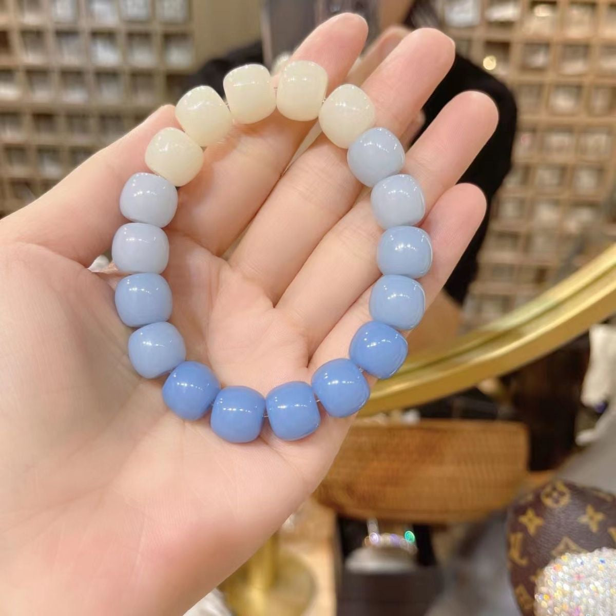 Jade Imitation Bodhi Couple Female Pliable Temperament Gradient Color Round Bracelets