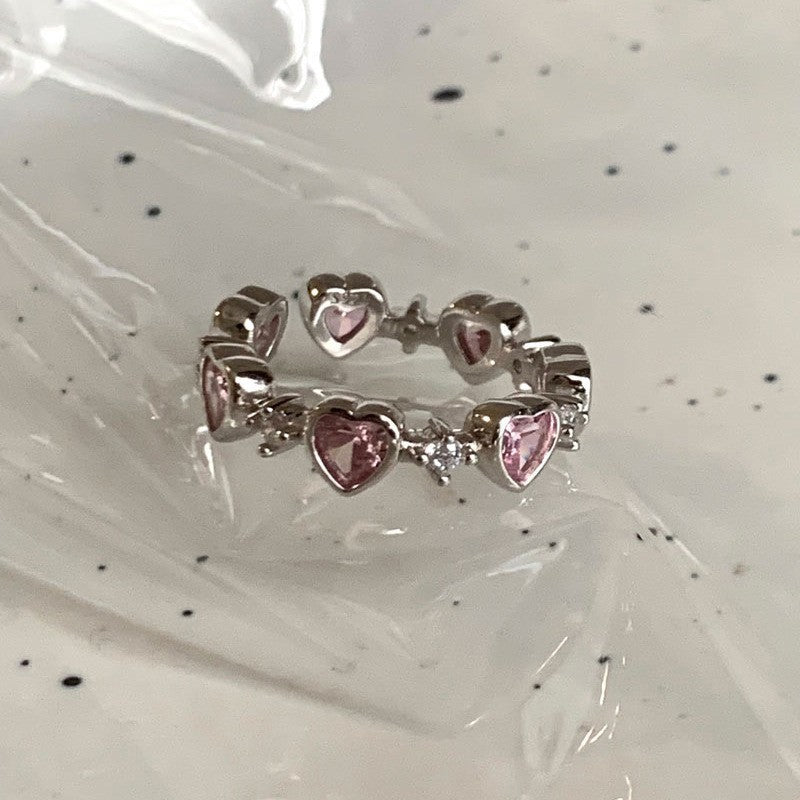 Loving Heart Zircon Female Sweet Cool Rings