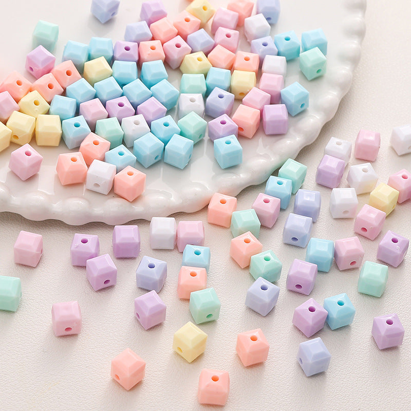Acrylic Solid Color Imitation Glass Three-dimensional Square Jewelry Accessories