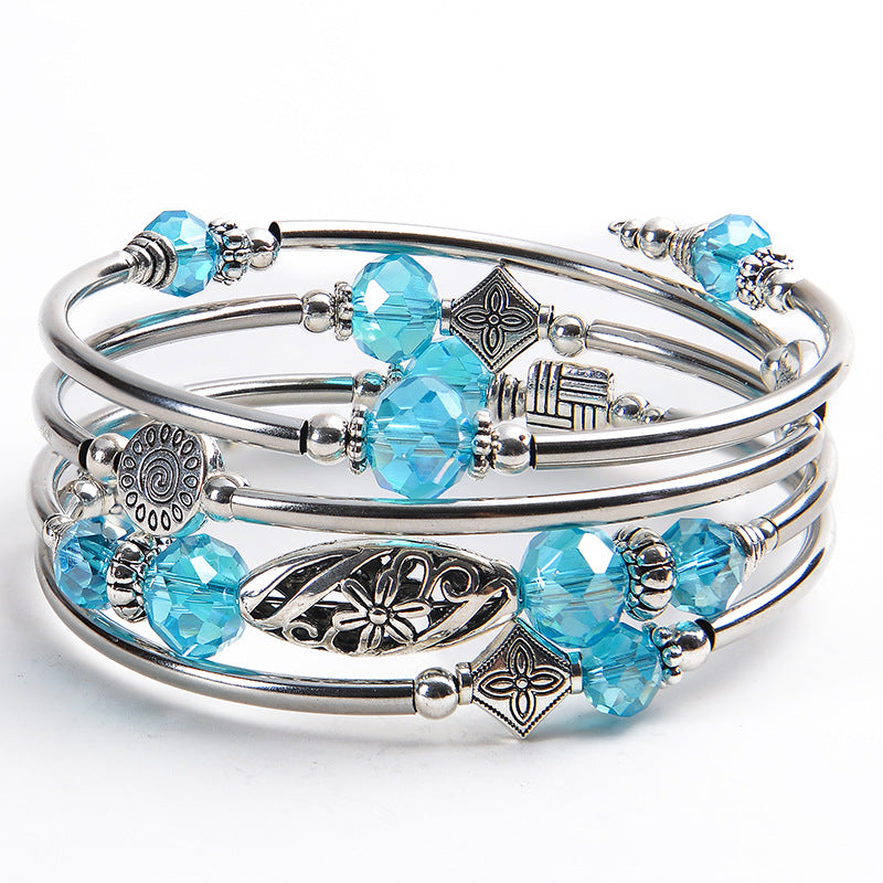 Natural Stone Cut Crystal Winding Female Bracelet
