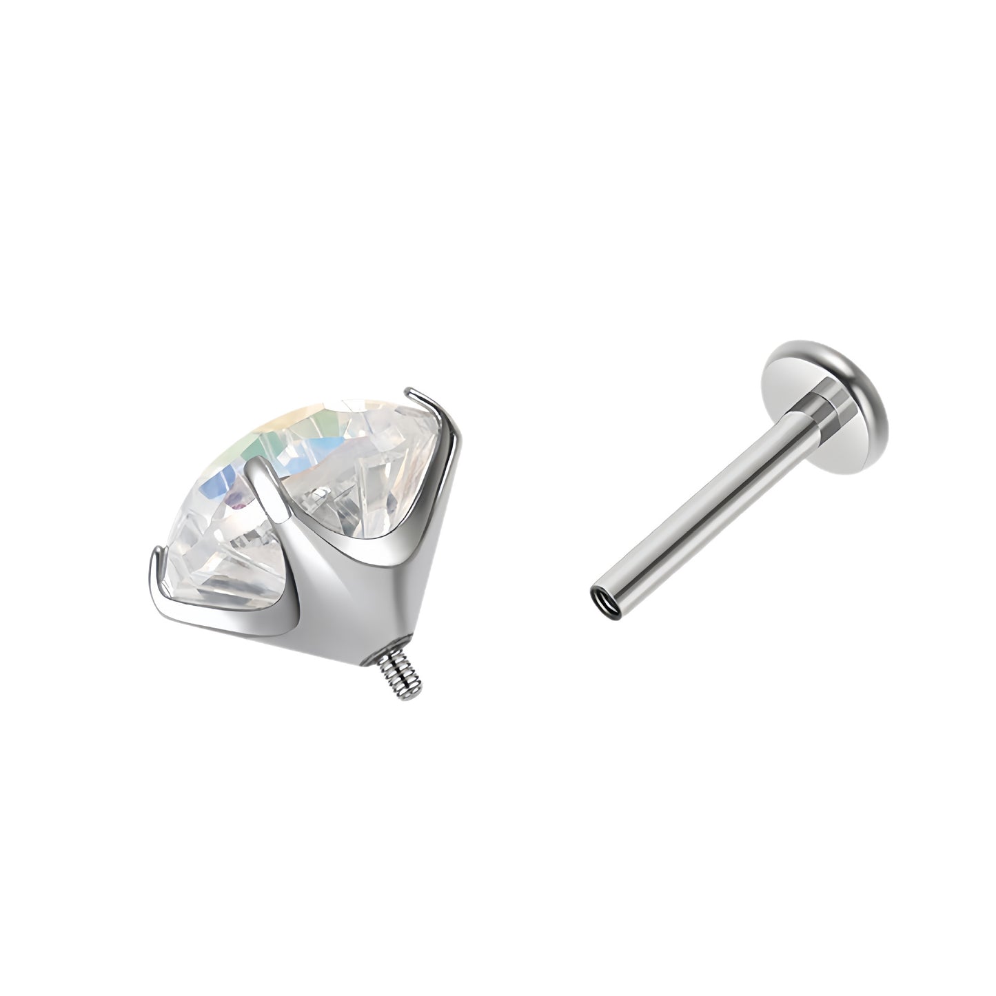 Internal Spiral Head Ear Four Claw Inlaid Zircon Bone Labret Earrings