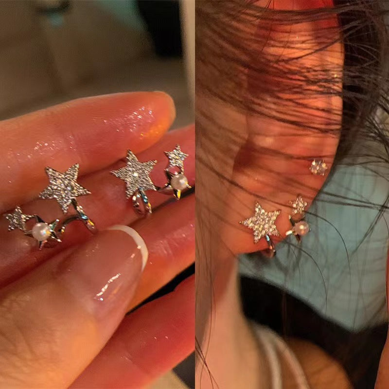 Women's Fashion Pearl Star Zircon For Design High-grade Light Earrings