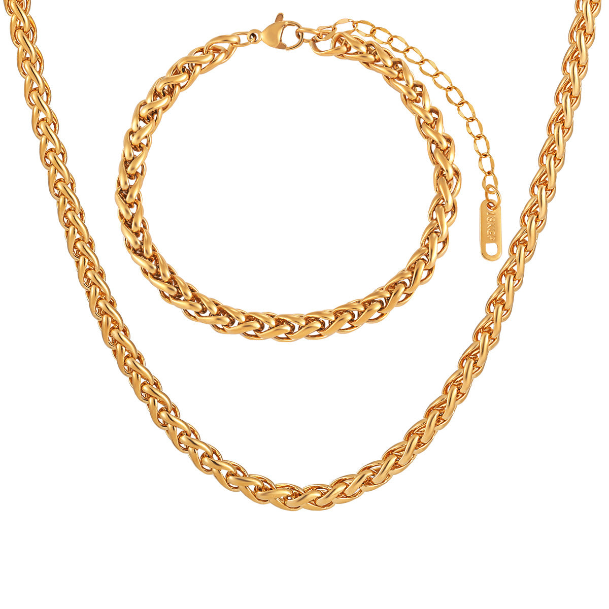 Personality Woven Keel Basket Chain Female Temperament Gold-plated Titanium Steel Jewelry Set