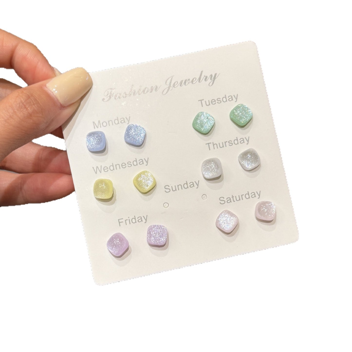 Women's Flash Small Sugar Cube For Summer Fresh Mori Simple Fashion Stud Earrings