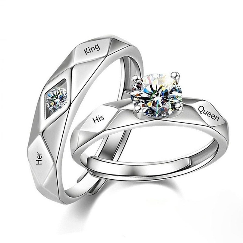 Women's & Men's Couple Simulation Diamond Opening Zircon Classic Rings