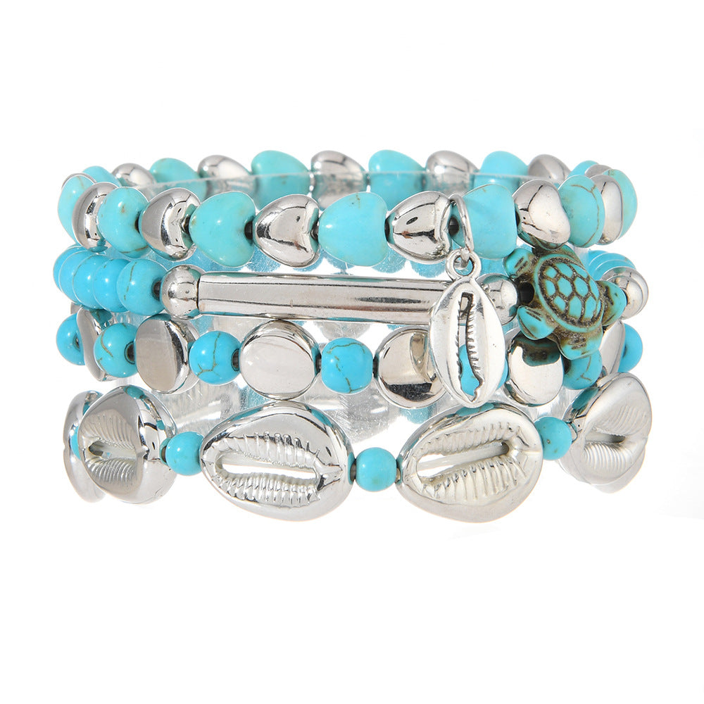 Women's Turquoise Handmade Beaded Bull Head Cowboy Hat Match Bracelet