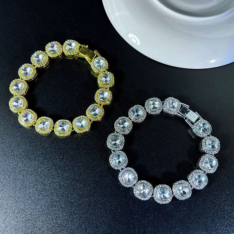 Men's Hip Hop Cuban Trendy Style Nightclub Hand Diamond Bracelets