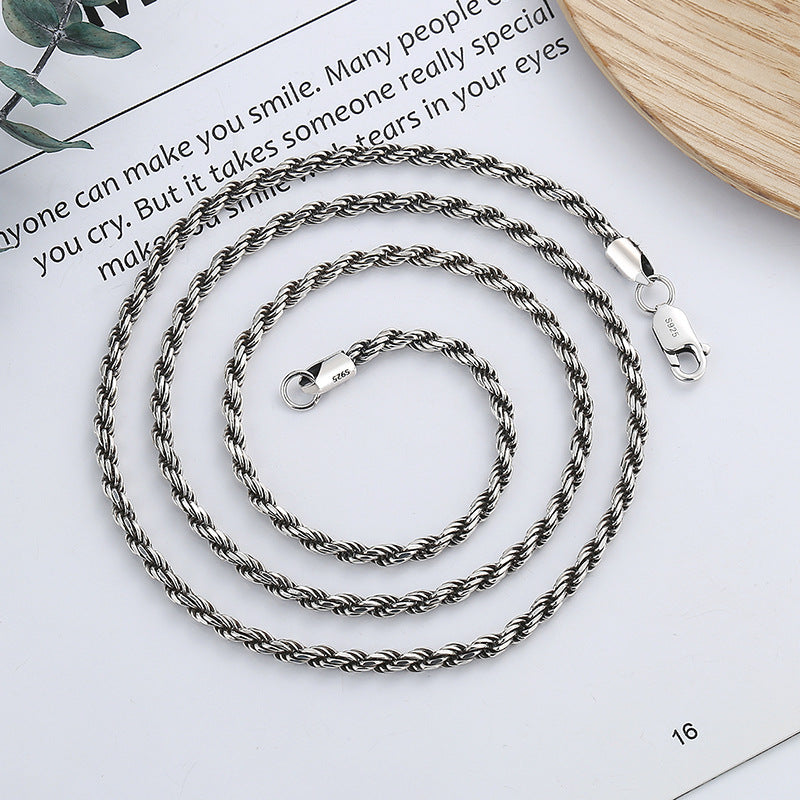 Sterling Sier Vintage Distressed Clavicle Chain Necklaces