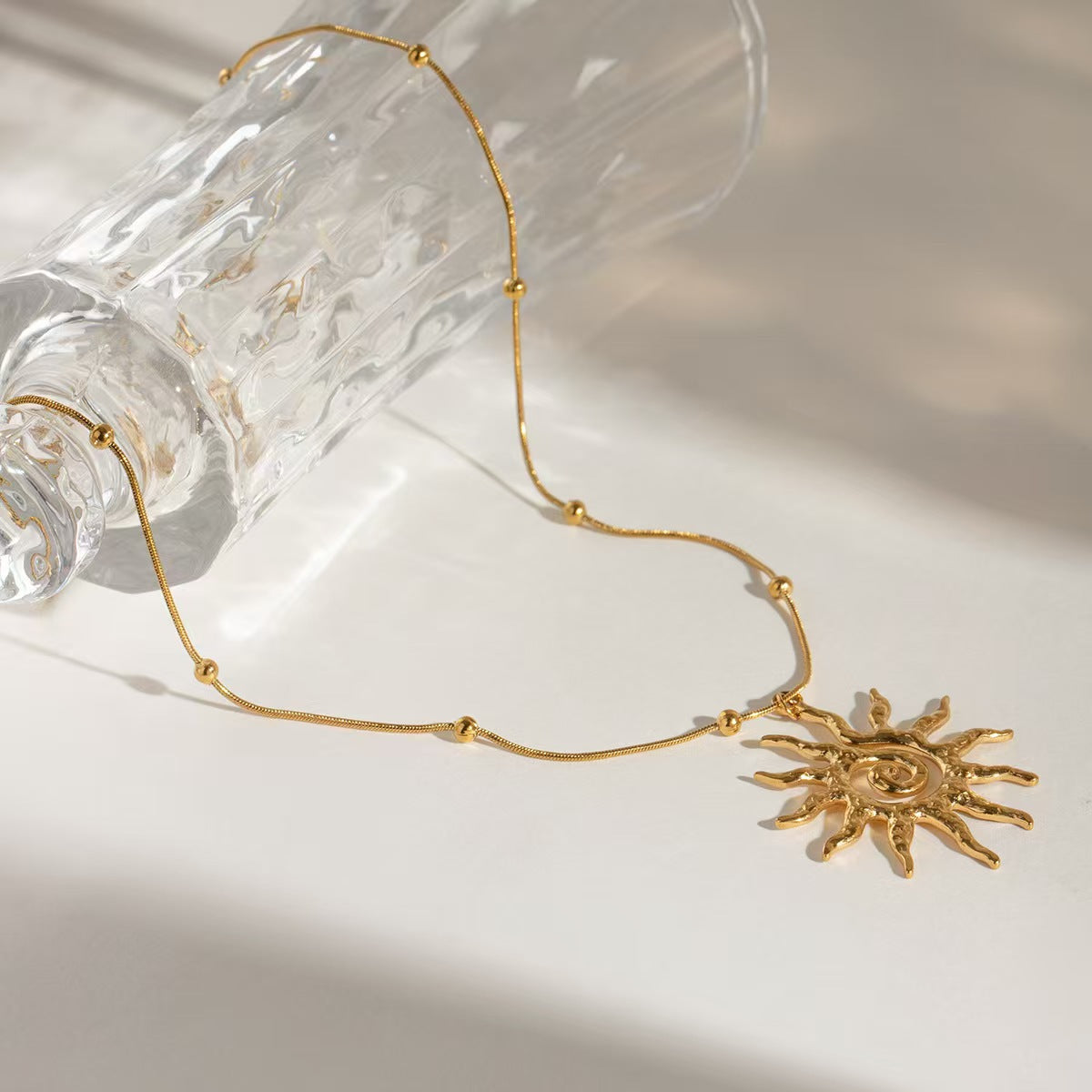 Spiral Sun Female Personality Golden Hollow Fashion Necklace