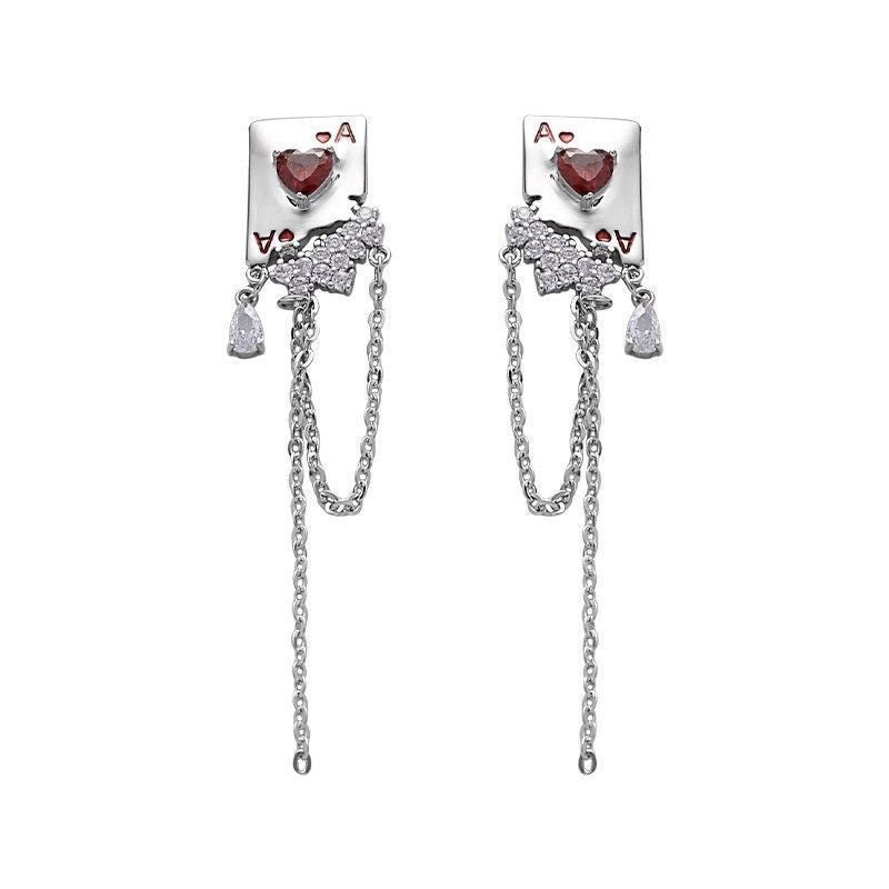 Dripping Oil Design Love Heart Red Peach Elegance Stud Earrings