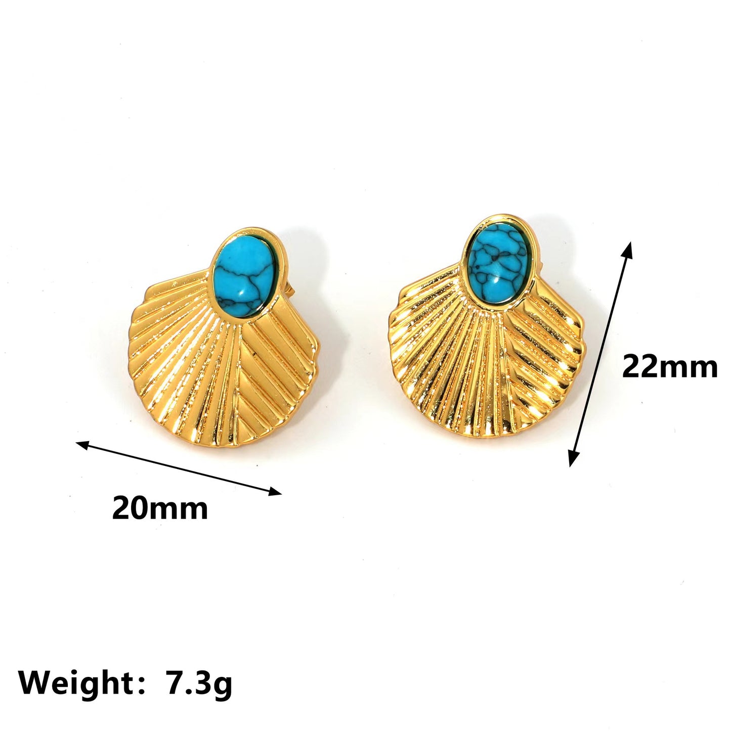 Stainless Steel Turquoise Hydraulic Shaped Titanium Stud Earrings