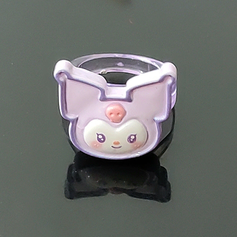 Cartoon Resin Acrylic Transparent Pacha Dog Rings