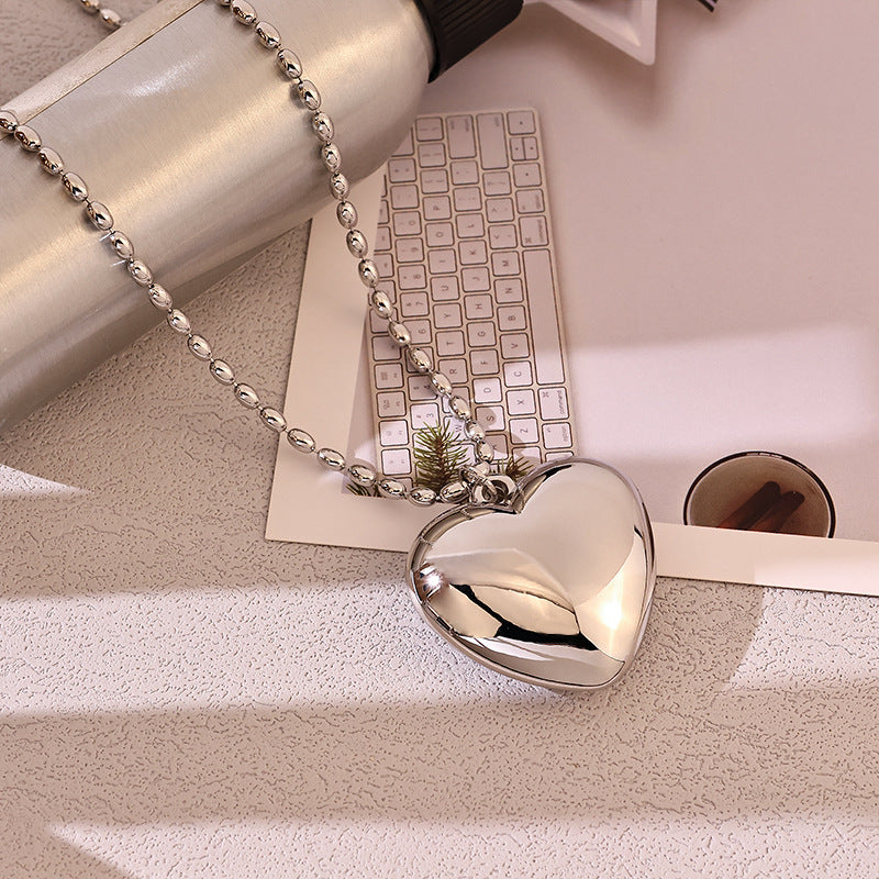 Love Simple Peach Heart Clavicle Chain Necklace