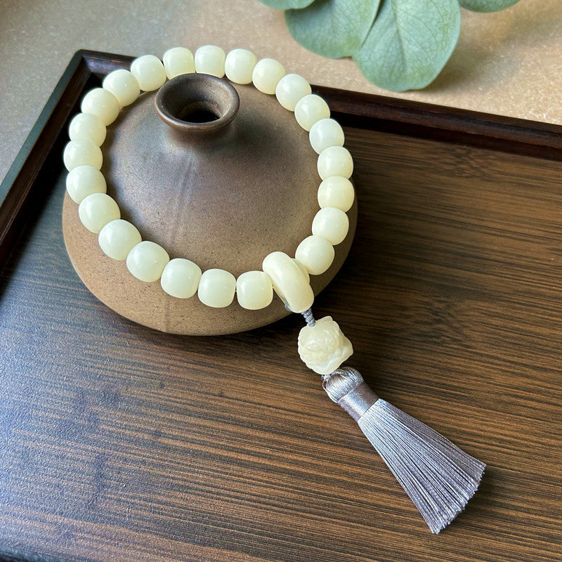 Chinese Style White Jade Bodhi Root Han Clothing Flexible Tassel Rings