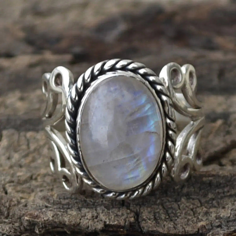 Women's & Men's Shi Retro Fashion Imitation Moonstone Ring