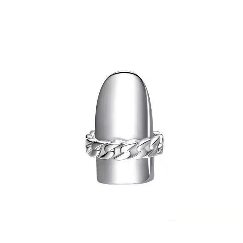 Women's Korean Style Fashionable Elegant Rare Treasure Imitation Sier Nail Cold Ring