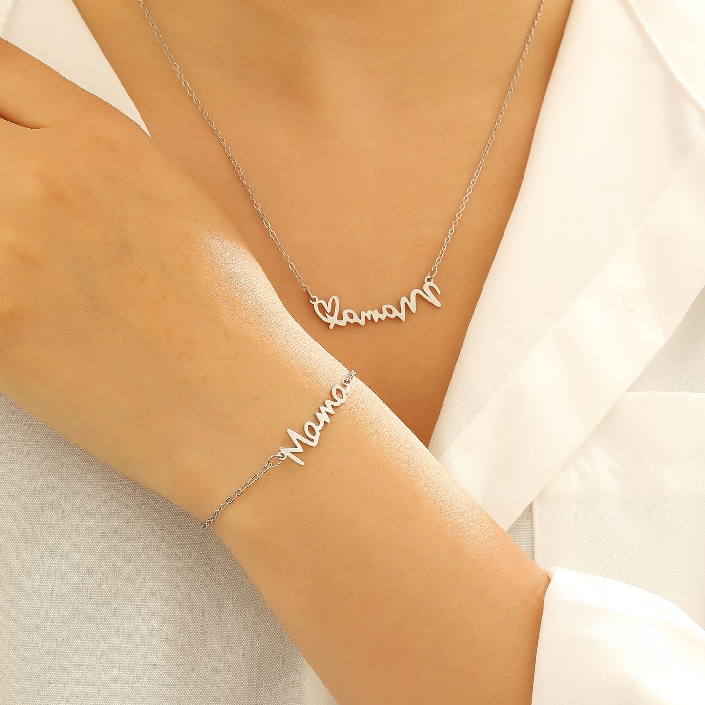 Steel English Letter Mother's Day Gift Simple High Bracelets