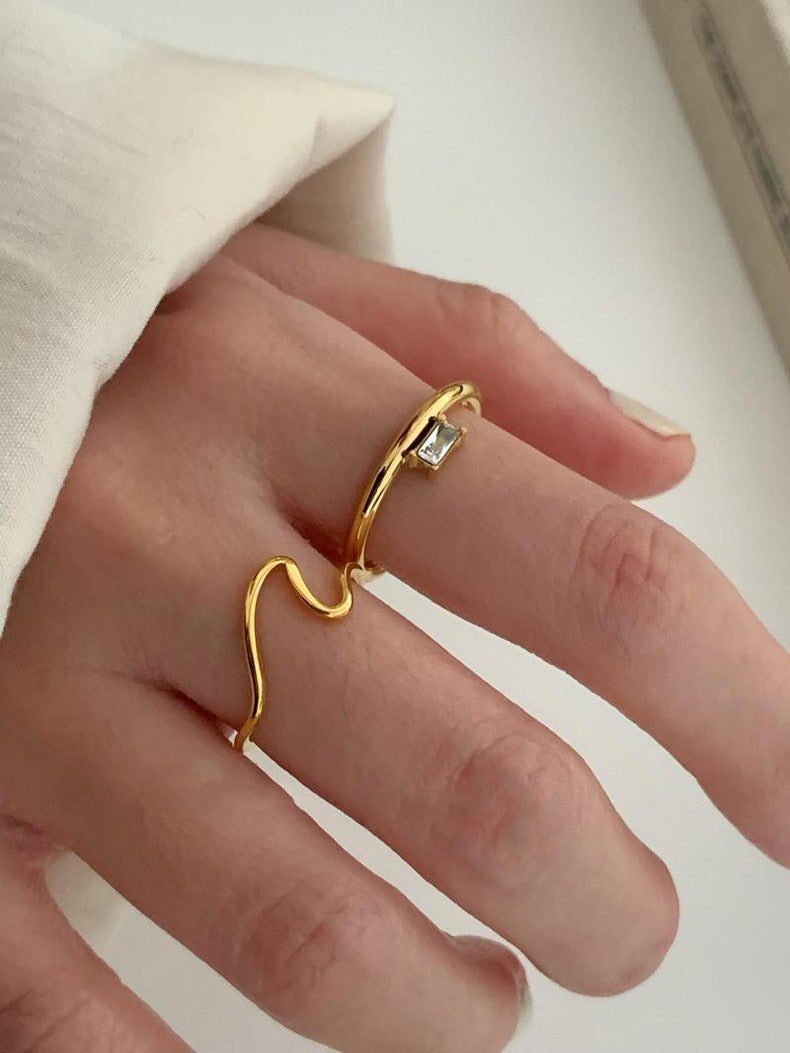 Gold Abstract Seagull Plated Vintage Geometric Rings