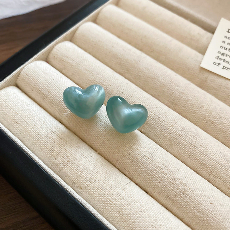 Women's Fresh Blue Fabric Flower Tassel Seaside Vacation Style Light Stud Earrings