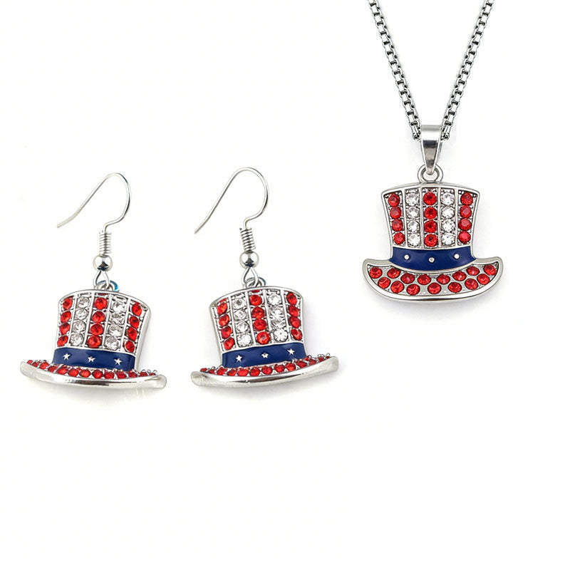 Women's & Men's Independence Day Flag White Red Striped Jewelry Set