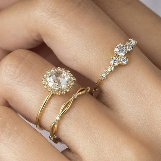 Set Of Ornaments Gold Full Diamond Bright Rings