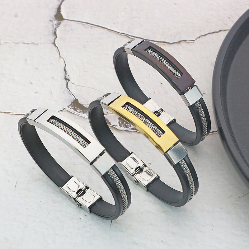 Men's Hollow Titanium Steel Simple Trendy Adjustable Bracelet