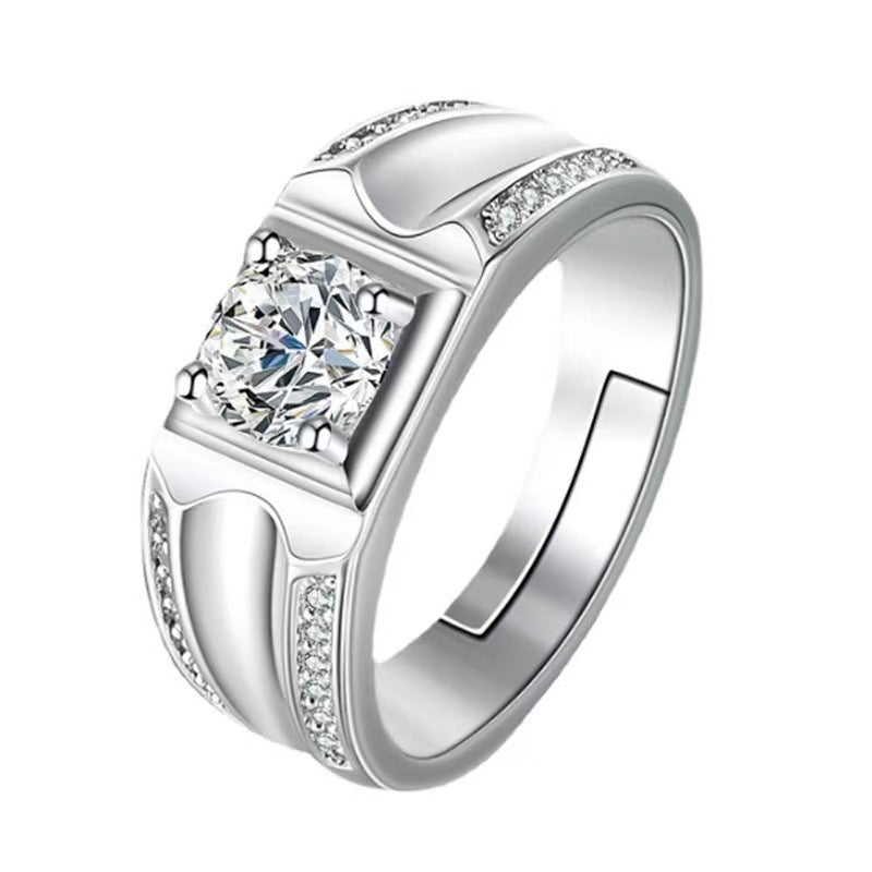 Men's Source Moissanite Open Mouth Man's Domineering Opening Adjustable Ring