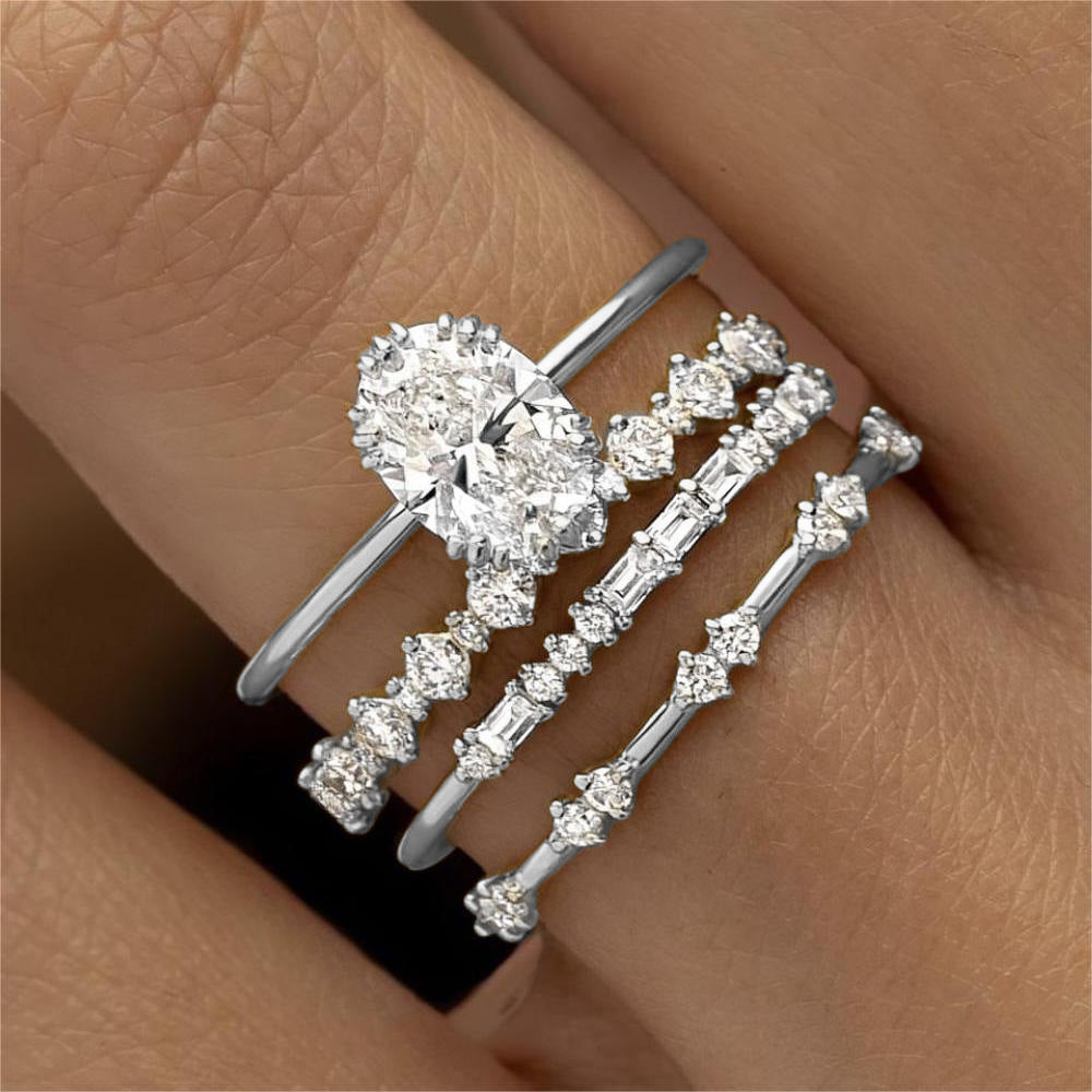 Comfortable Charming Women's Golden Fashion Three-piece Rings