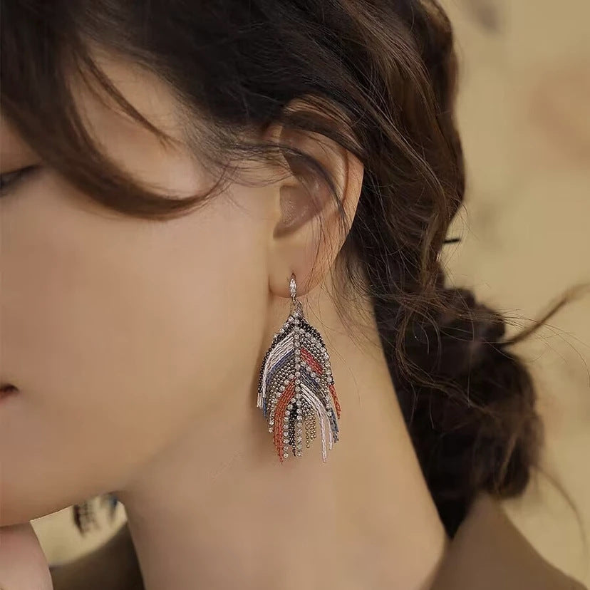 Style Colorful Bohemian Ethnic Elegant High-grade Tassel Tide Earrings