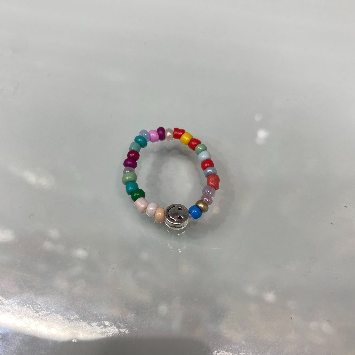 Style Fresh Color Beaded Smiley Transparent Candy Rings