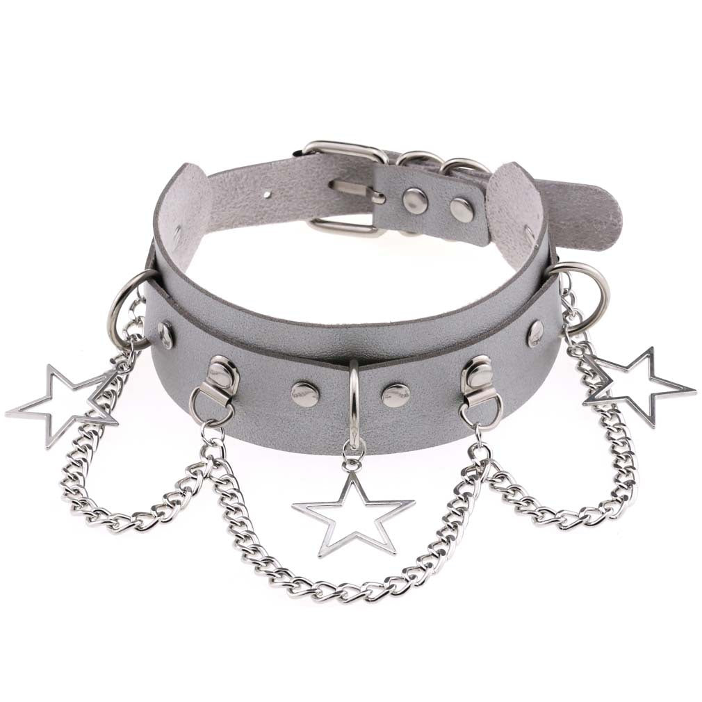 Street Shooting Nightclub Five-pointed Star Chain Clavicle Neck Bandana Collar