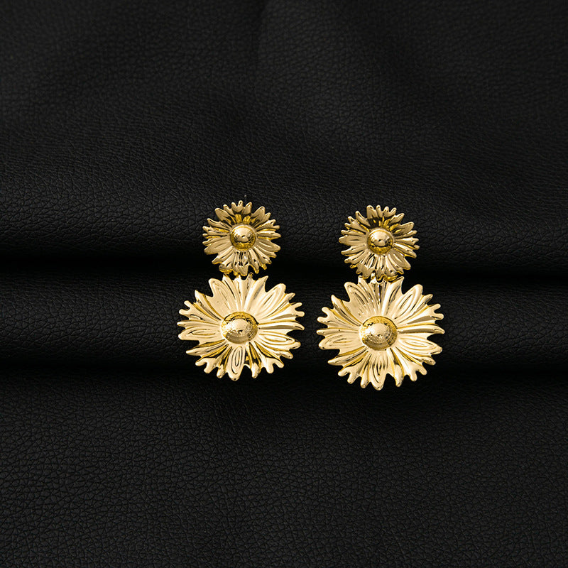 Women's Irregular Circles Vintage Metal Leaf Butterfly Earrings
