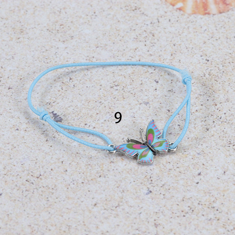 Colorful Butterfly Adjustable Filament Carrying Strap Bracelet