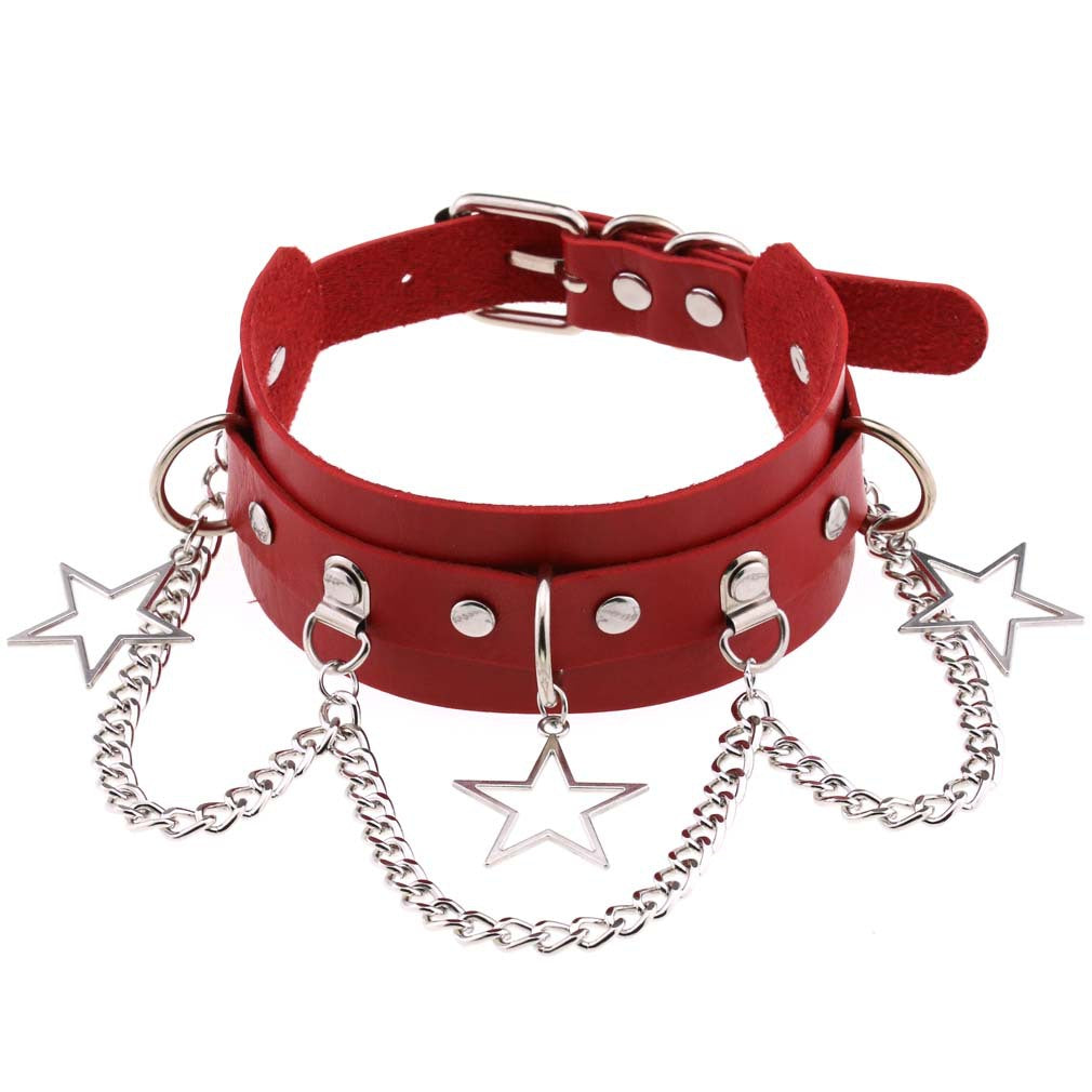 Street Shooting Nightclub Five-pointed Star Chain Clavicle Neck Bandana Collar