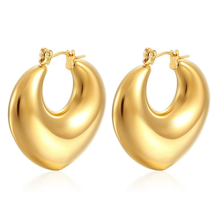 Titanium Steel Hollow Furnace Real Gold Stainless Multiple Glossy Earrings