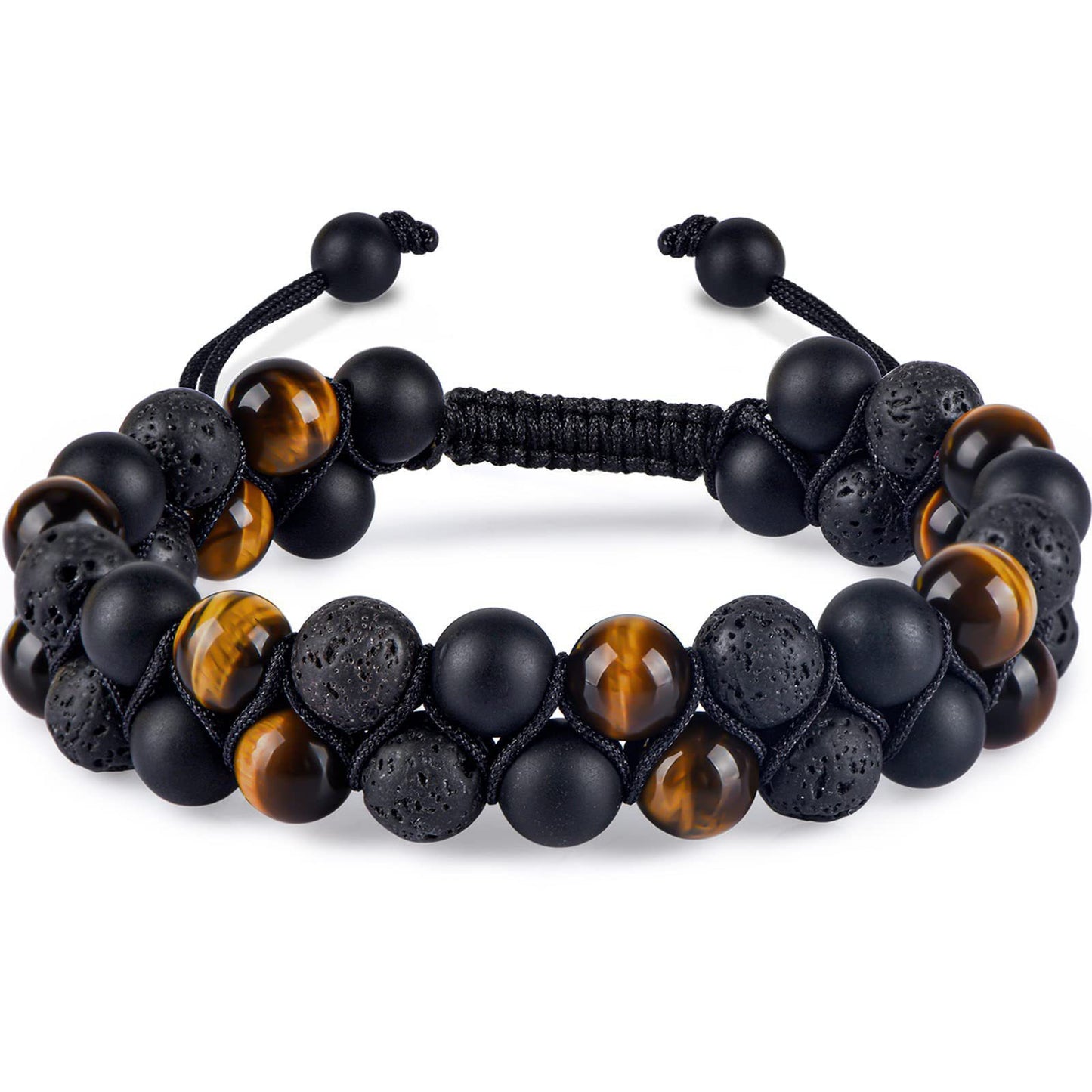 Women's & Men's Cat's Eye Green Pine Red Pattern Black Silk Phantom Natural Bracelet